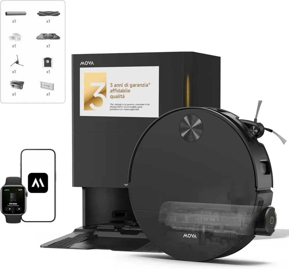 Robot Aspirapolvere Mova S70: Potente Pulizia 28000 Pa e Autopulizia con Acqua Calda