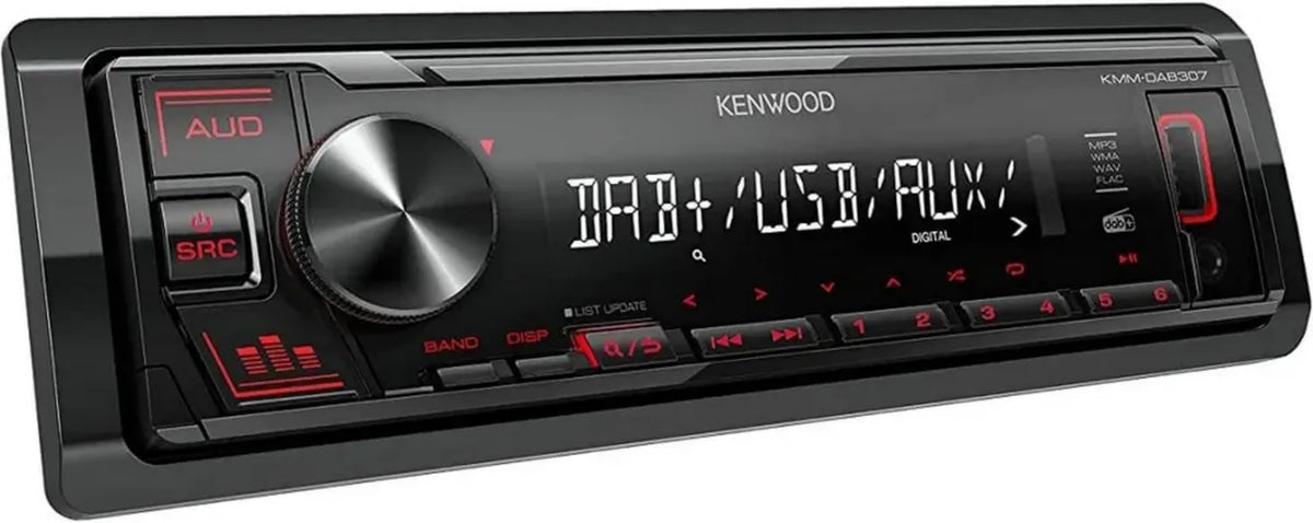 Autoradio Kenwood KMM-DAB307 DAB+ USB/AUX, Compatibile Volante, Frontalino Estraibile