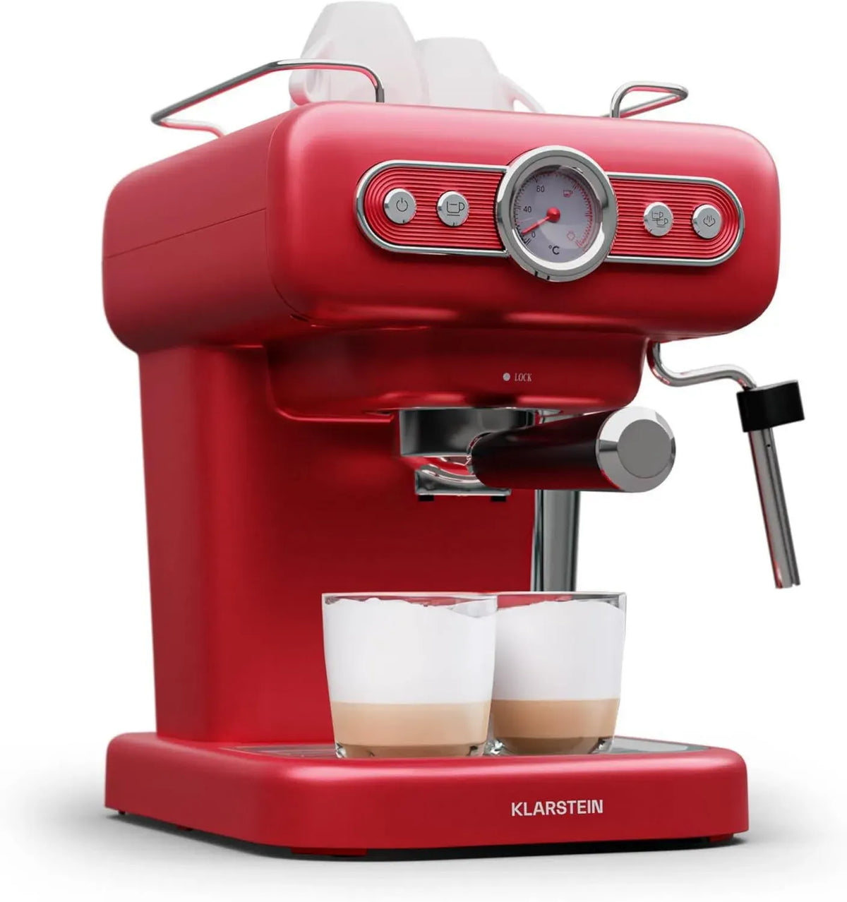 KLARSTEIN - Macchina espresso compatta con montalatte, 1,2 litri, 950W, acciaio inossidabile