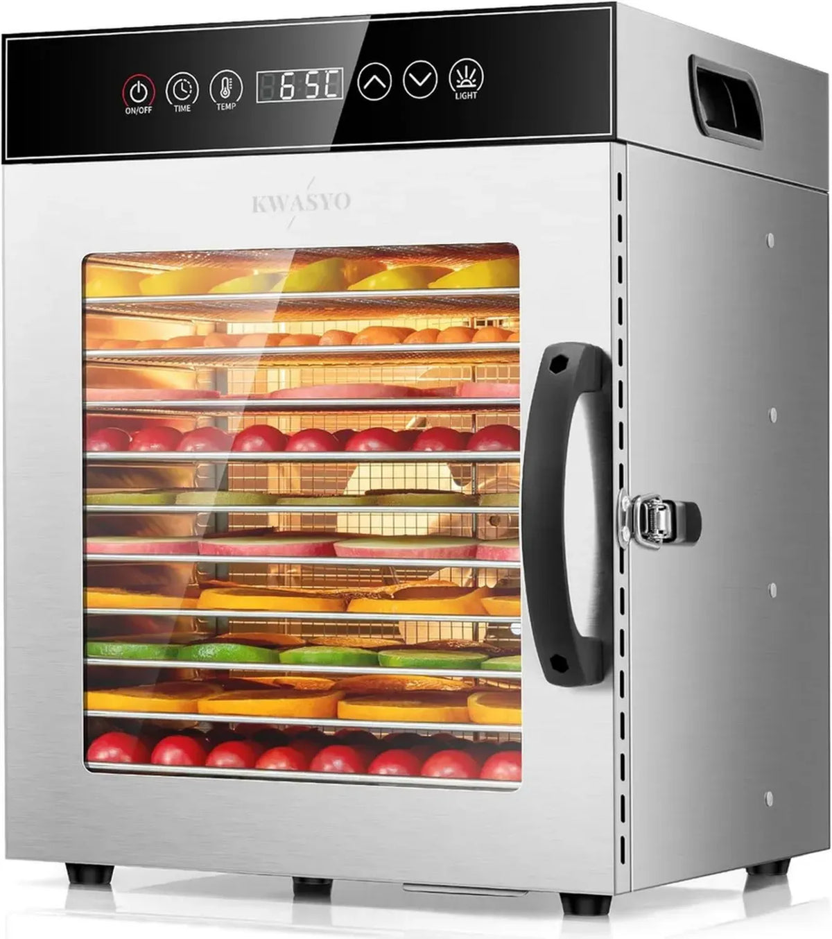 Essiccatore Kwasyo 750W in Acciaio Inox con 12 Vassoi, Timer Programmabile e Sicurezza Termica