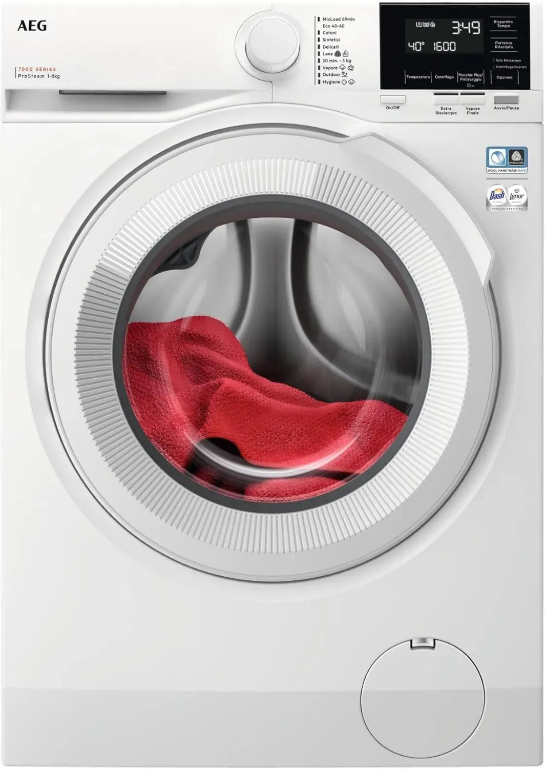 Lavatrice a Caricamento Frontale 8Kg, 1600 Giri, Motore Inverter, Classe A