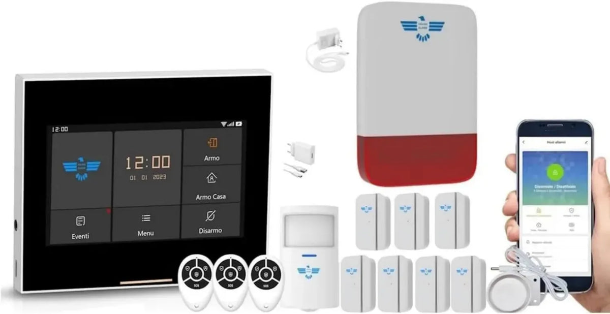Sistema di Allarme Casa Wireless GSM, Compatibile con SIM 4G, Controllo da APP, Sirena Esterna Inclusa