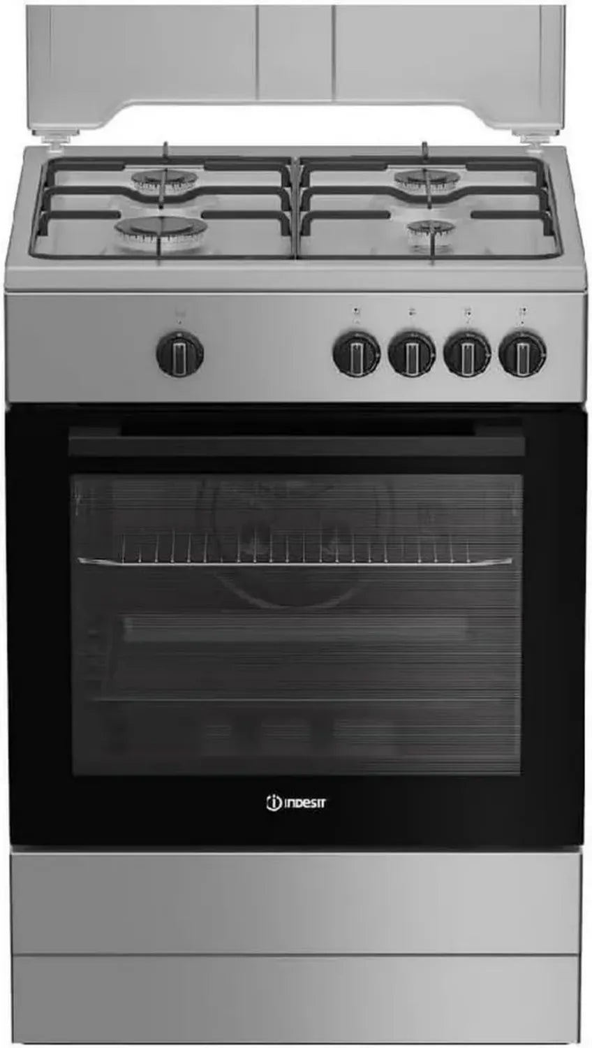 Cucina a Gas 60cm, 4 Fuochi, Forno 64L, Pulizia Facile, Timer, Acciaio Inox, Classe A+
