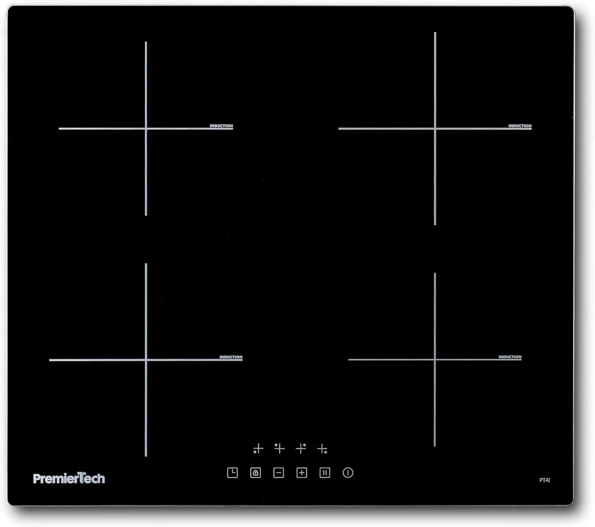 Piano Cottura a Induzione 60cm, 4 Zone, Timer e Blocco Sicurezza, Design Moderno