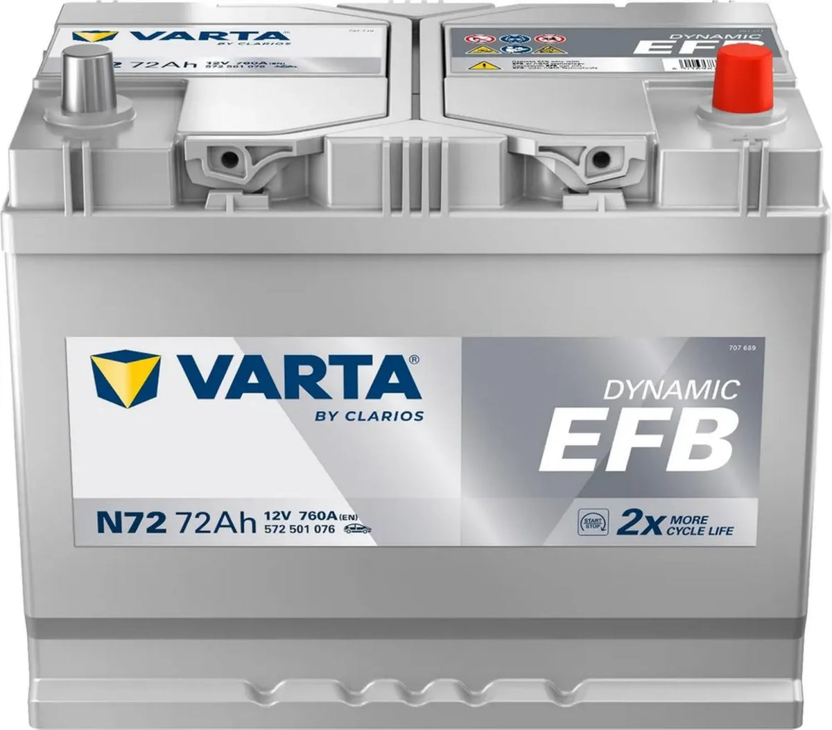 VARTA Batteria EFB Blue Dynamic 12V 72Ah 760A Dimensioni 261x175x220mm
