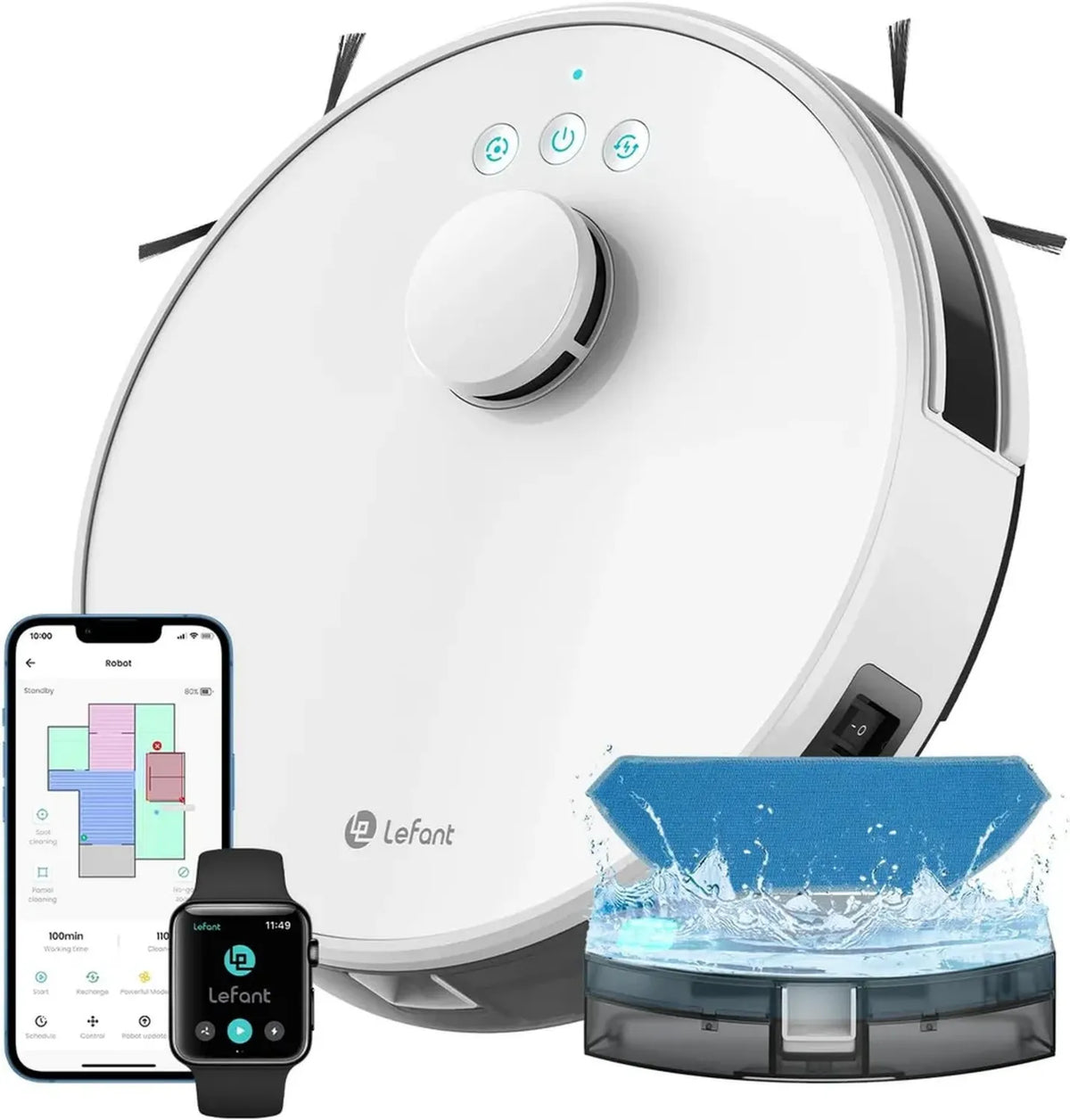 Robot Aspirapolvere Lavapavimenti Lefant M1 con Mappatura Laser, 5500Pa, Compatibile con Alexa e Google