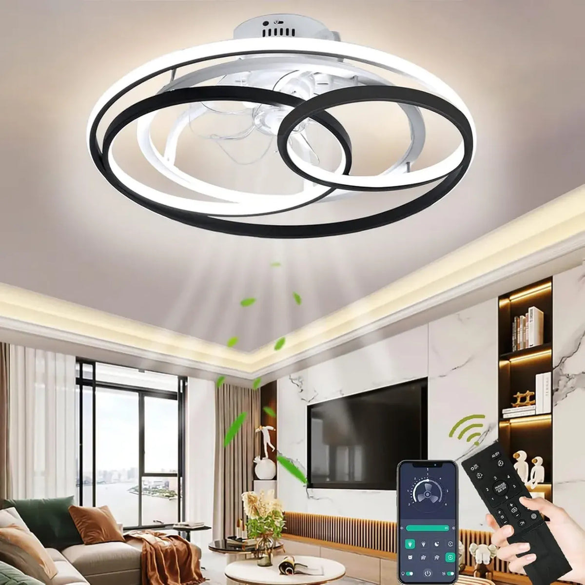 Ventilatore da Soffitto Moderno con Luce e Telecomando, Silenzioso e Regolabile
