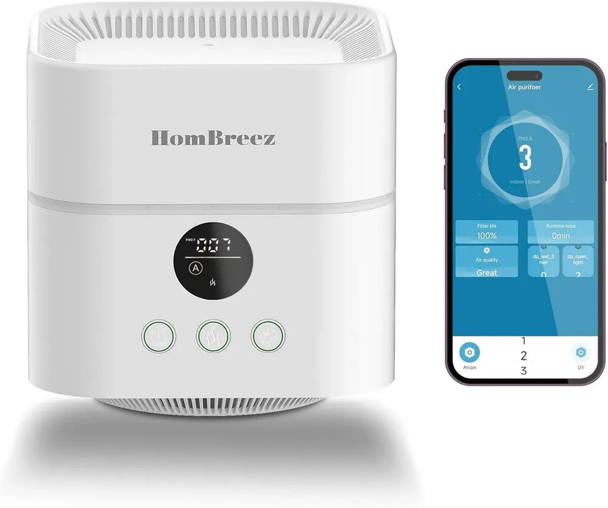 Sistema combinato di purificazione e umidificazione aria per grandi camere, HEPA H13 e diffusore oli essenziali, 500 ml