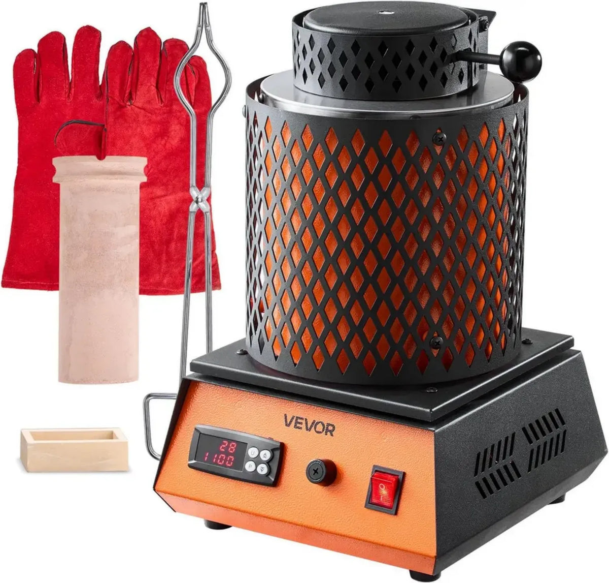 Forno Fusione Metalli 1350W, Crogiolo Ceramica 3kg, Creazione Gioielli e Componenti
