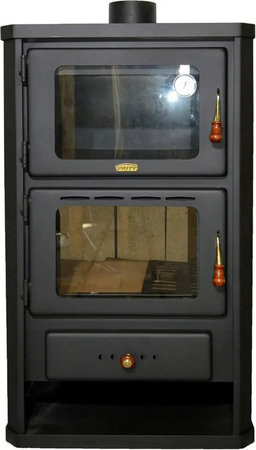 Stufa a legna con forno integrato, 14kW, colore nero
