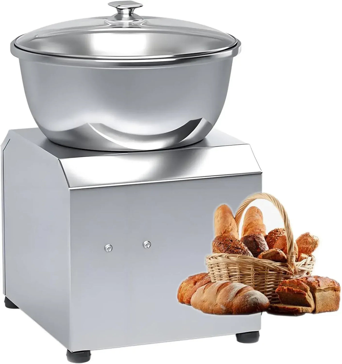 Impastatrice a Spirale Elettrica con Doppia Rotazione e Ciotola in Acciaio Inossidabile, Coperchio Protettivo e Timer, Capacità 3kg
