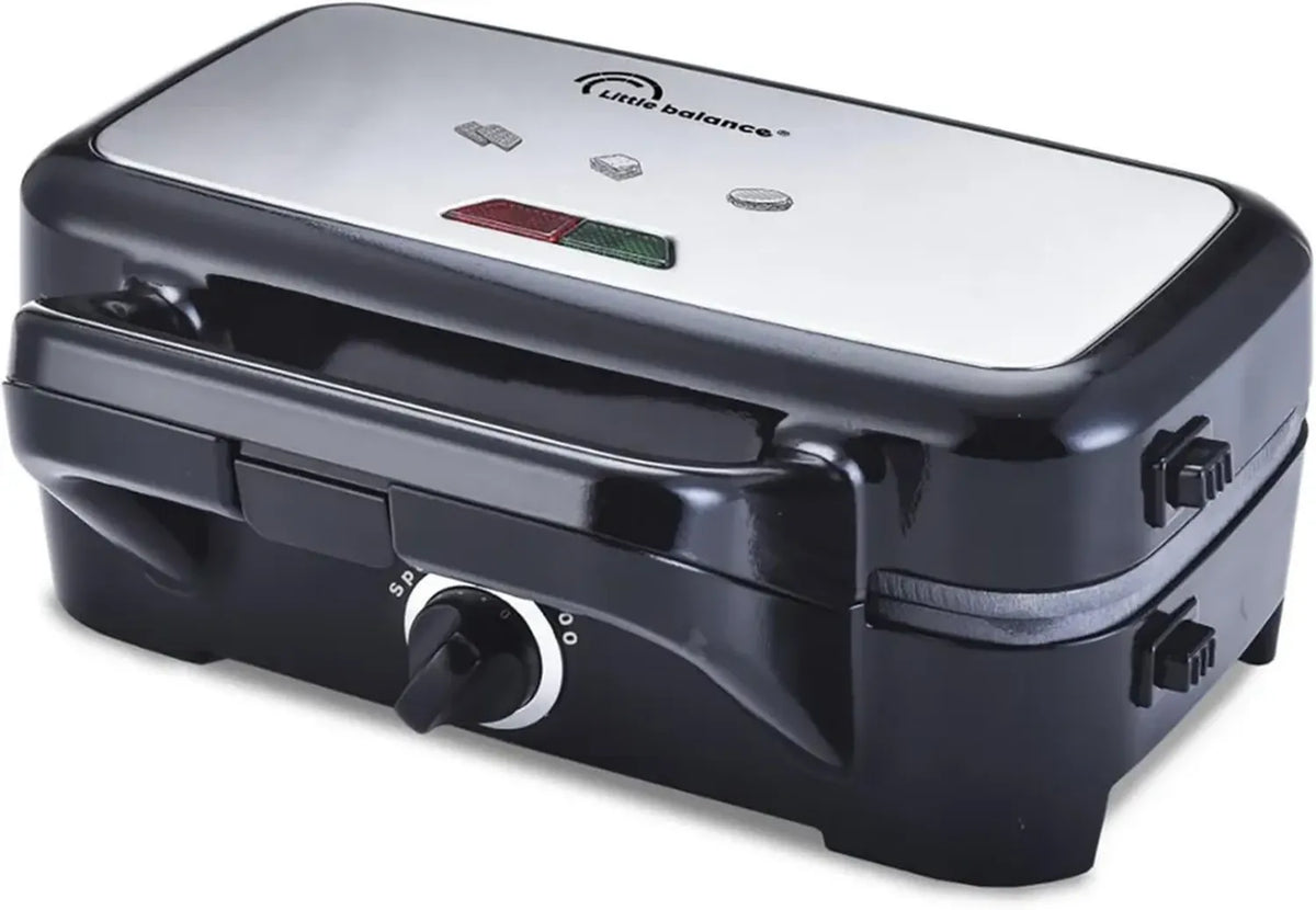LITTLE BALANCE 8368 Speedn Mixt 1200, Piastra Waffle e Grill Intercambiabile, 1200 W, Acciaio Inox