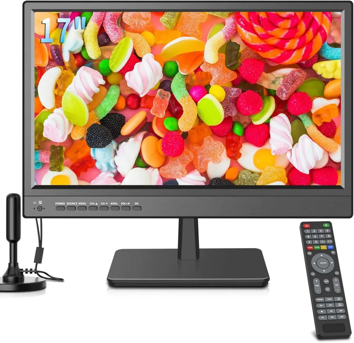 ZOSHING TV 17' a 1080P con Freeview, HDMI, USB e VGA, ideale per Camper e Cucine