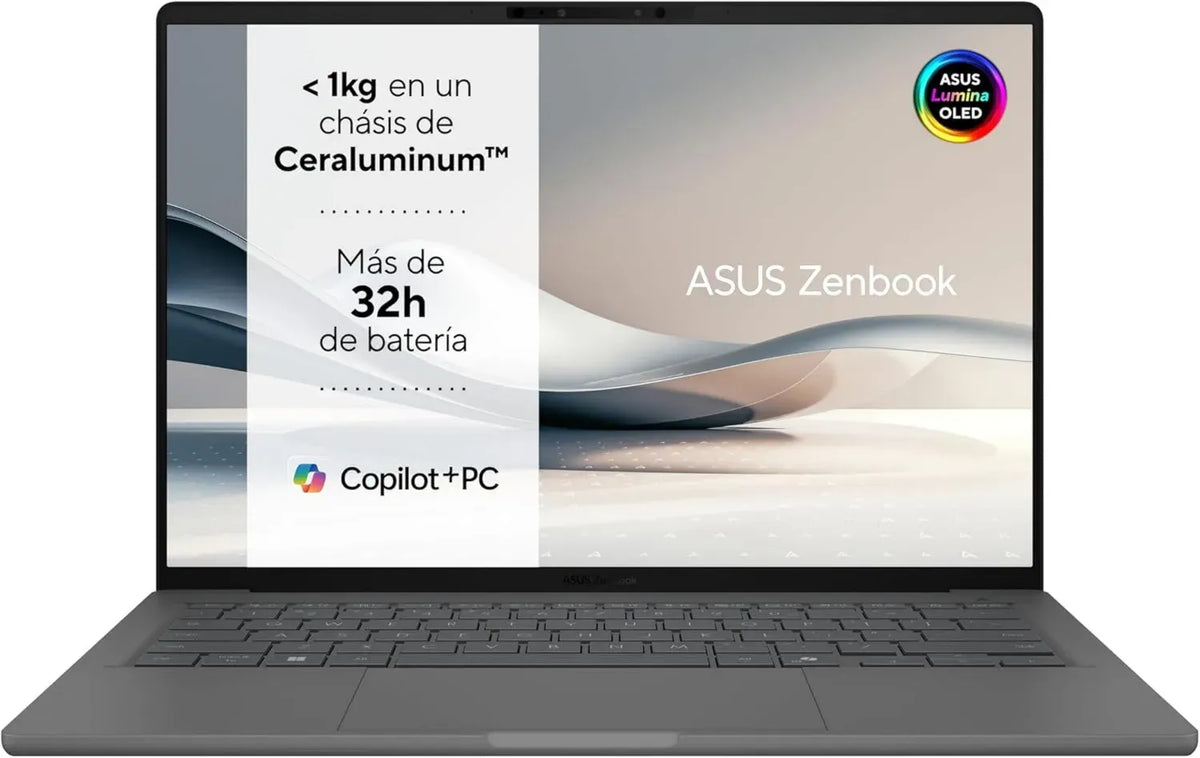 ASUS Zenbook A14 OLED 14'' WUXGA, Qualcomm Snapdragon, 16GB RAM, 1TB SSD, GPU Adreno, Windows 11, Grigio Islandese
